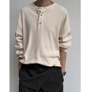 The Row Men's Cream Long Sleeve Henley